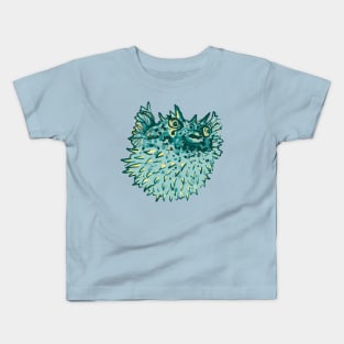 Angry blue pufferfish Kids T-Shirt